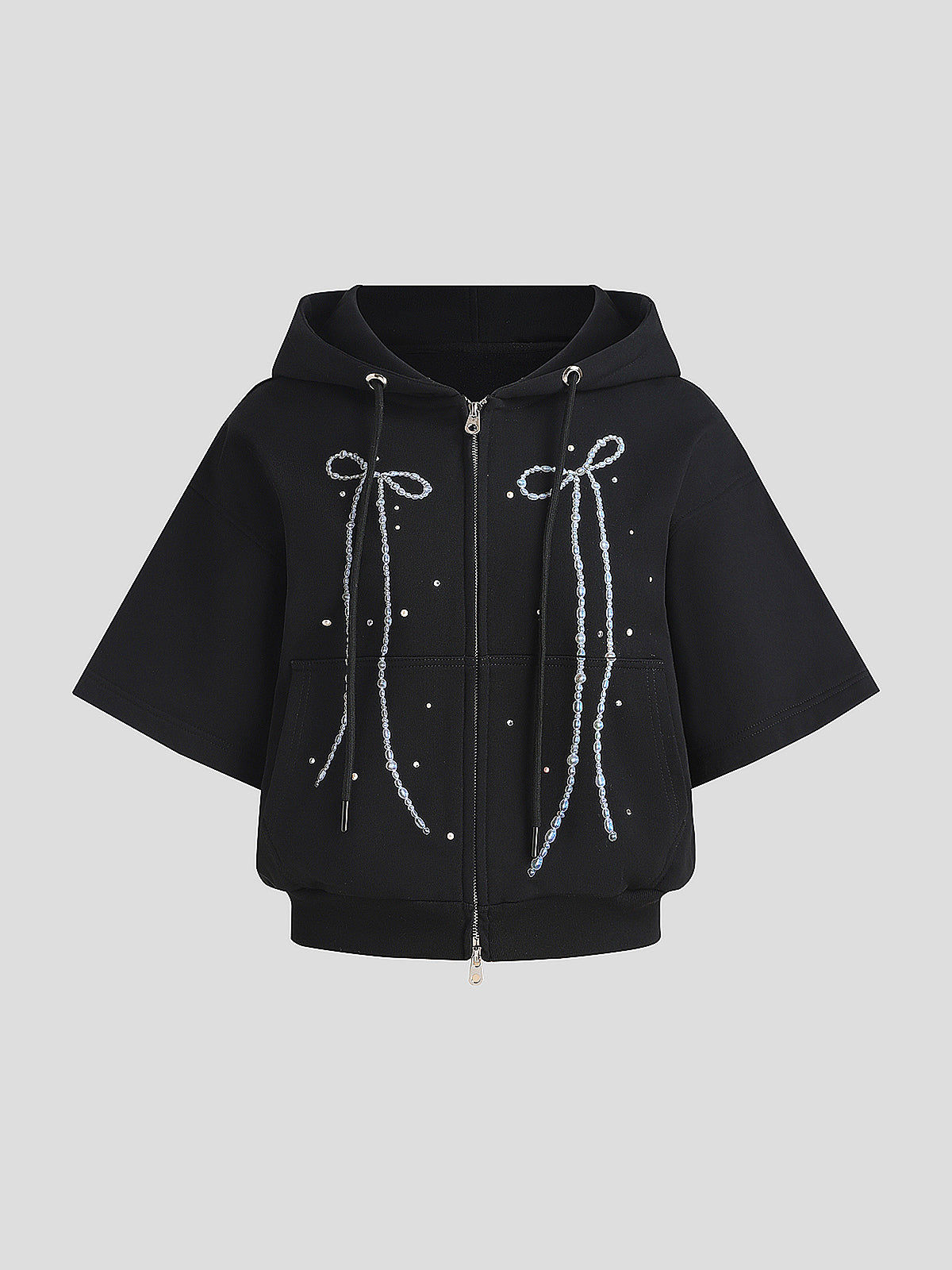 Pearl Rebel Set Zipper Hoodie- Noir Whisper