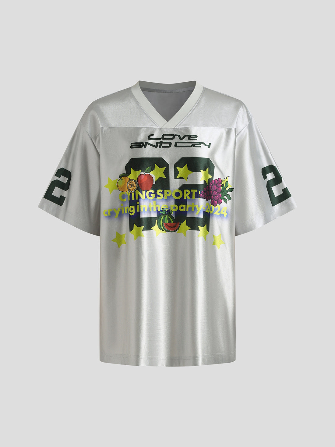 Fruit Jam Jersey Tee - Silver & Olive