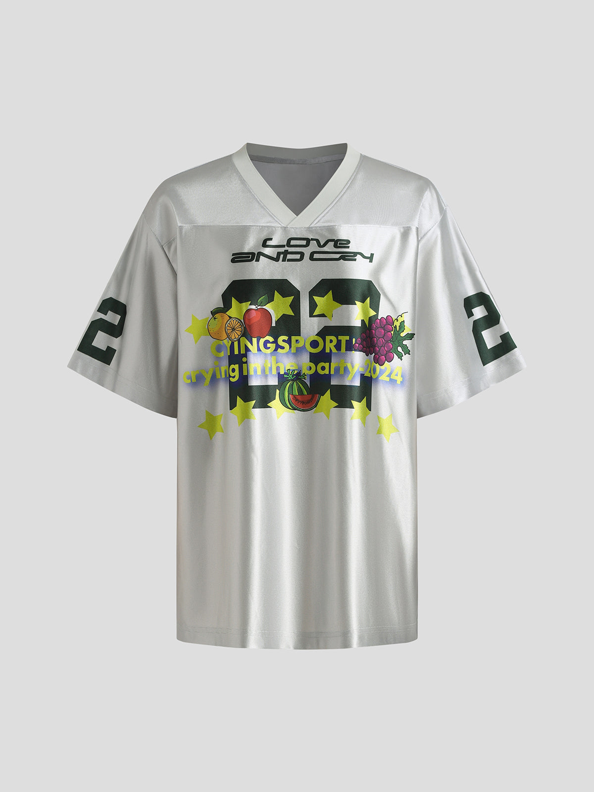 Fruit Jam Jersey Tee - Silver & Olive