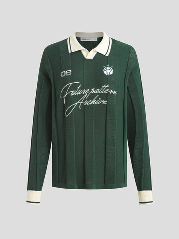 Varsity Jersey Polo Sweater - Green