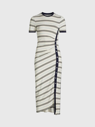 Dolled Office Skimming Stripe Wedding Dress - White