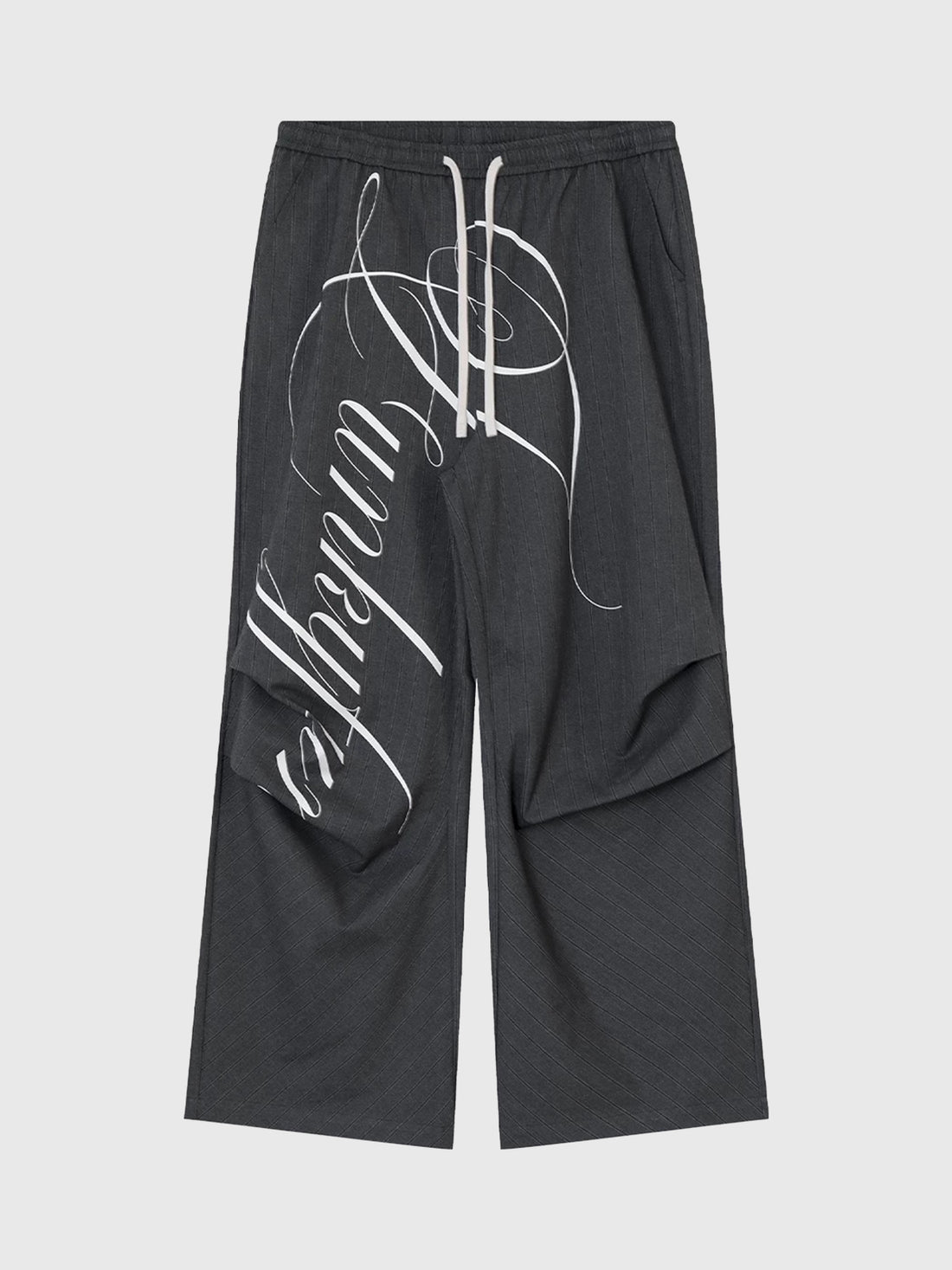 Brick Lane Straight Print Casual Pants - Charcoal