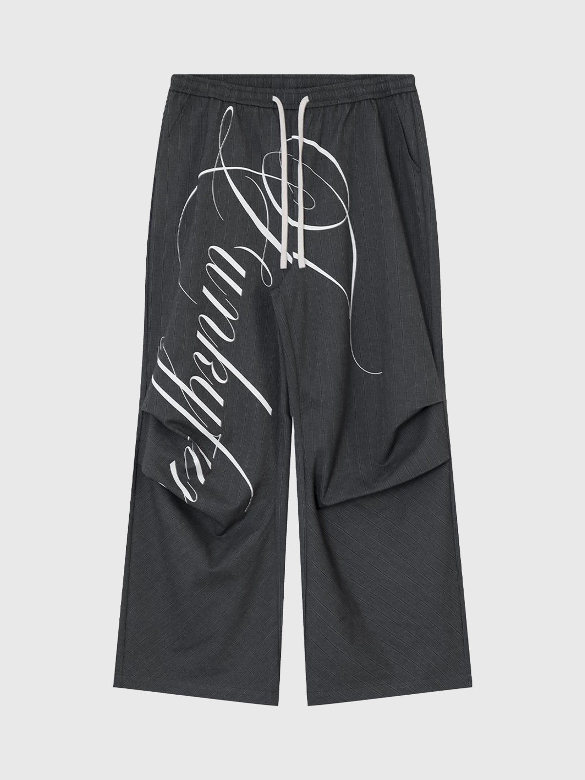 Brick Lane Straight Print Casual Pants - Charcoal