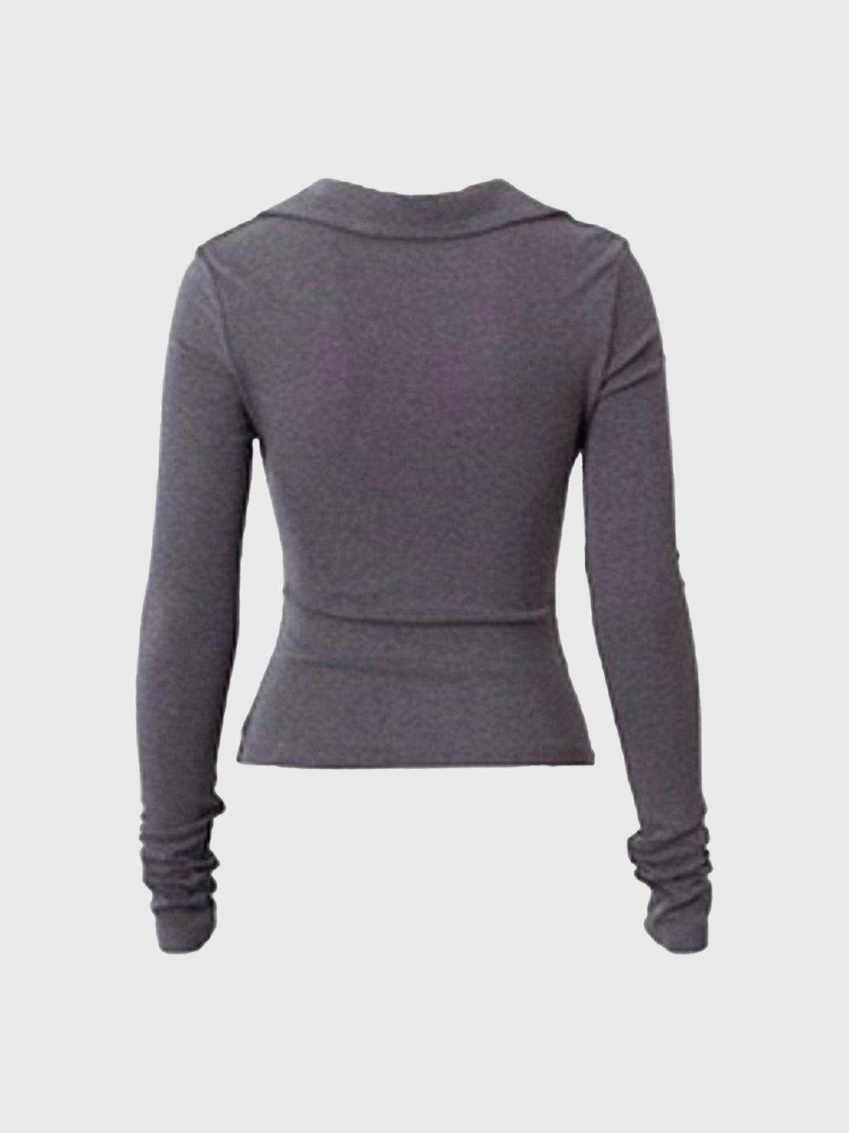 Dolled Office Skimming V-Neck Fitted Top - Grey