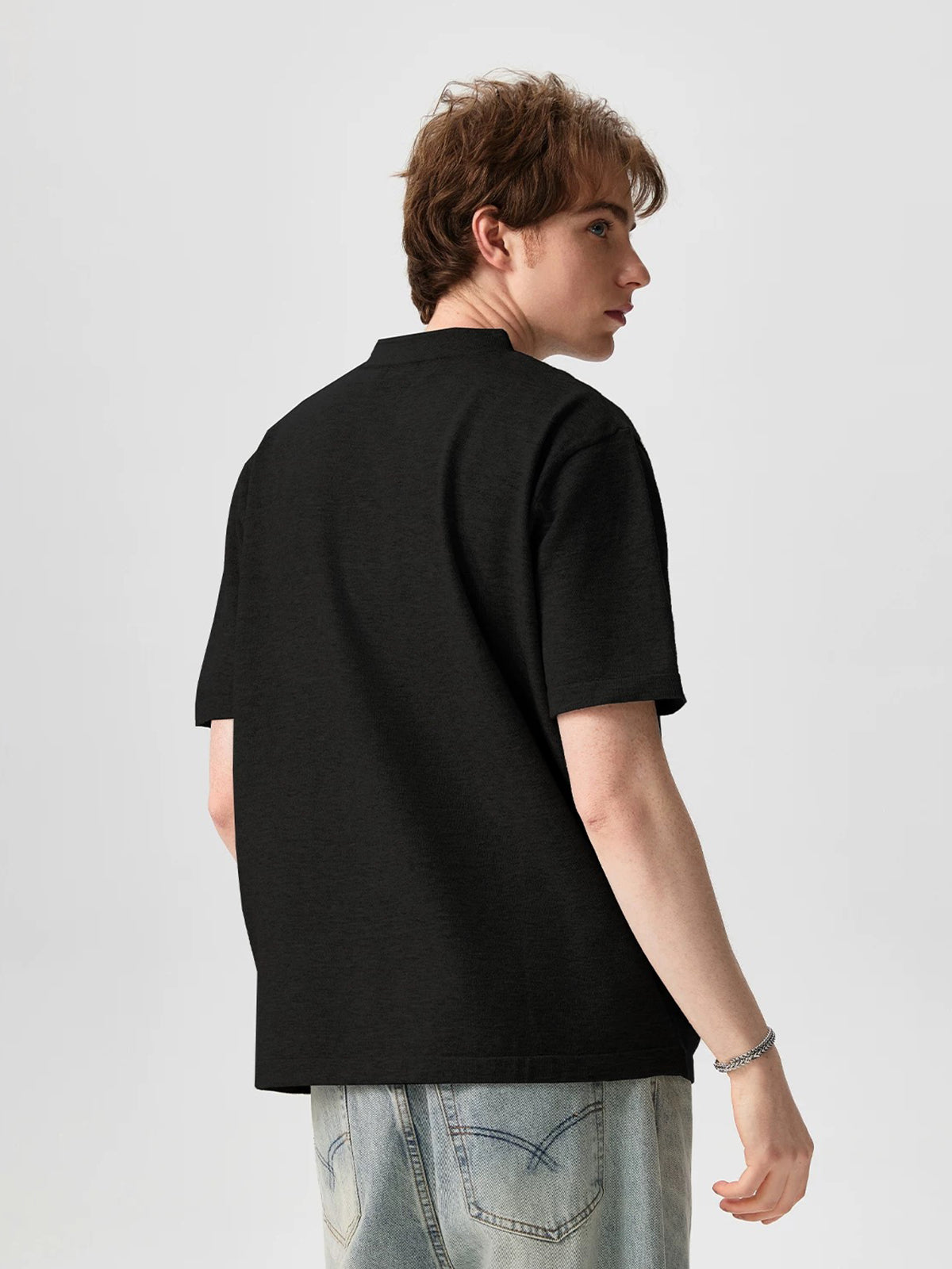 Co-ed Dorm Knit Henley Short Sleeve - Black