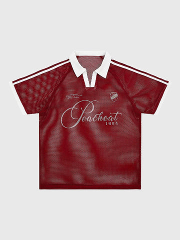 Co-ed Dorm Vintage Graphic Soccer Jersey - Dark Red