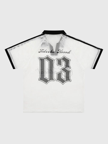 Co-ed Dorm Contrast Number Graphic Soccer Jersey - White
