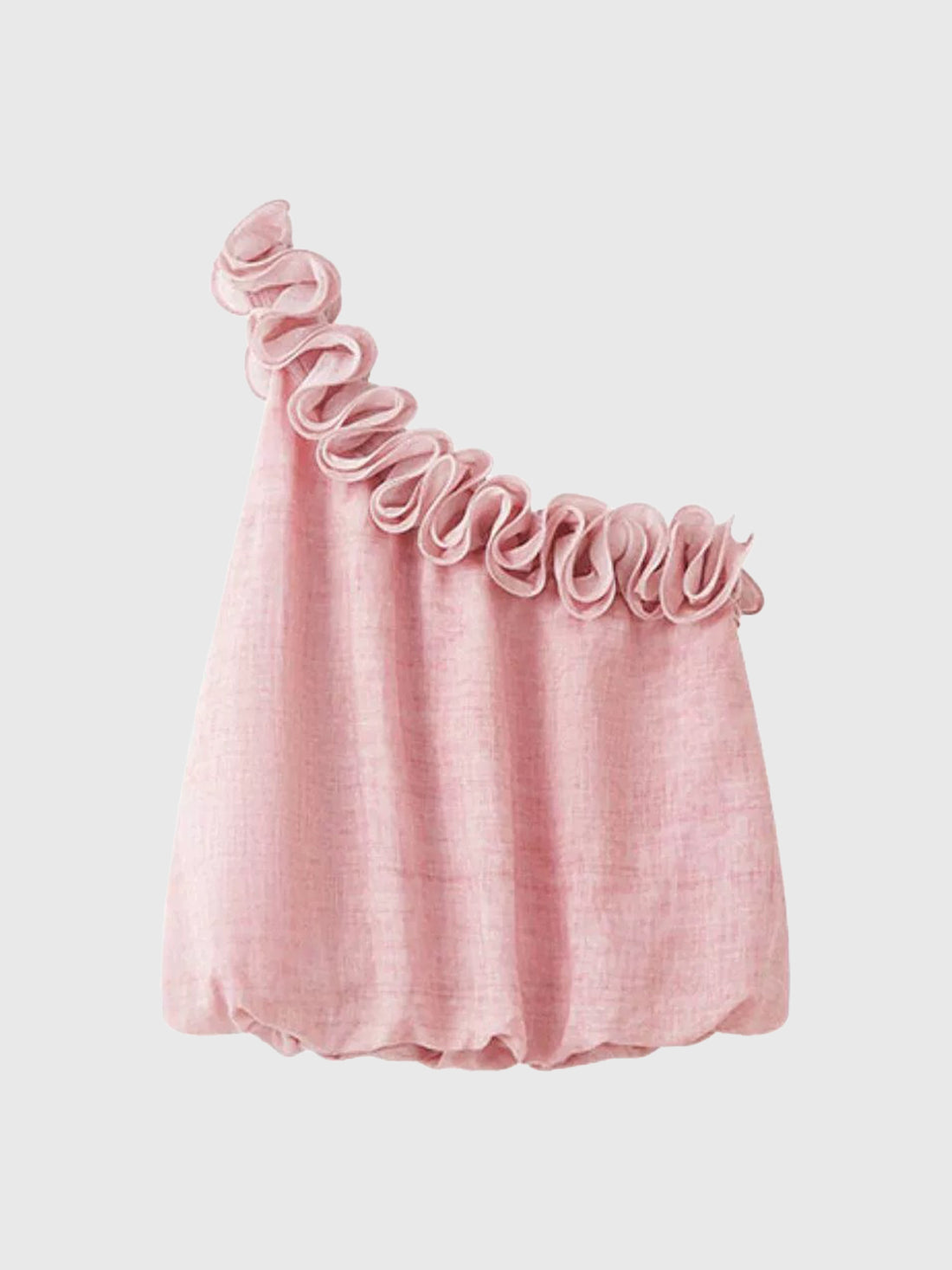 Dolled Office One Shoulder Ruffle Bubble Top - Pink