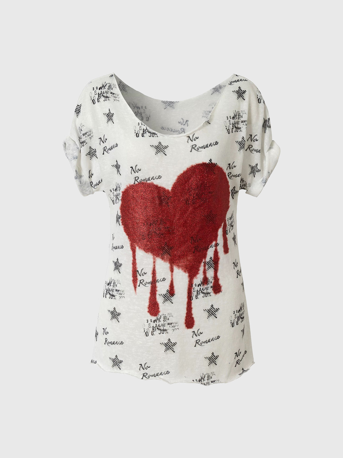 Brick Lane Distressed Heart Graphic T-Shirt - White