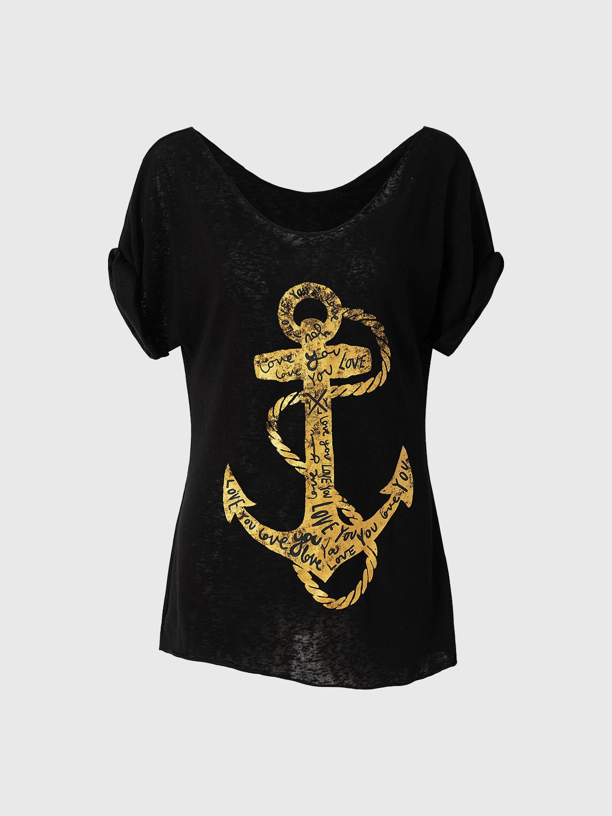 Brick Lane Anchor Graphic Oversized T-Shirt - Black
