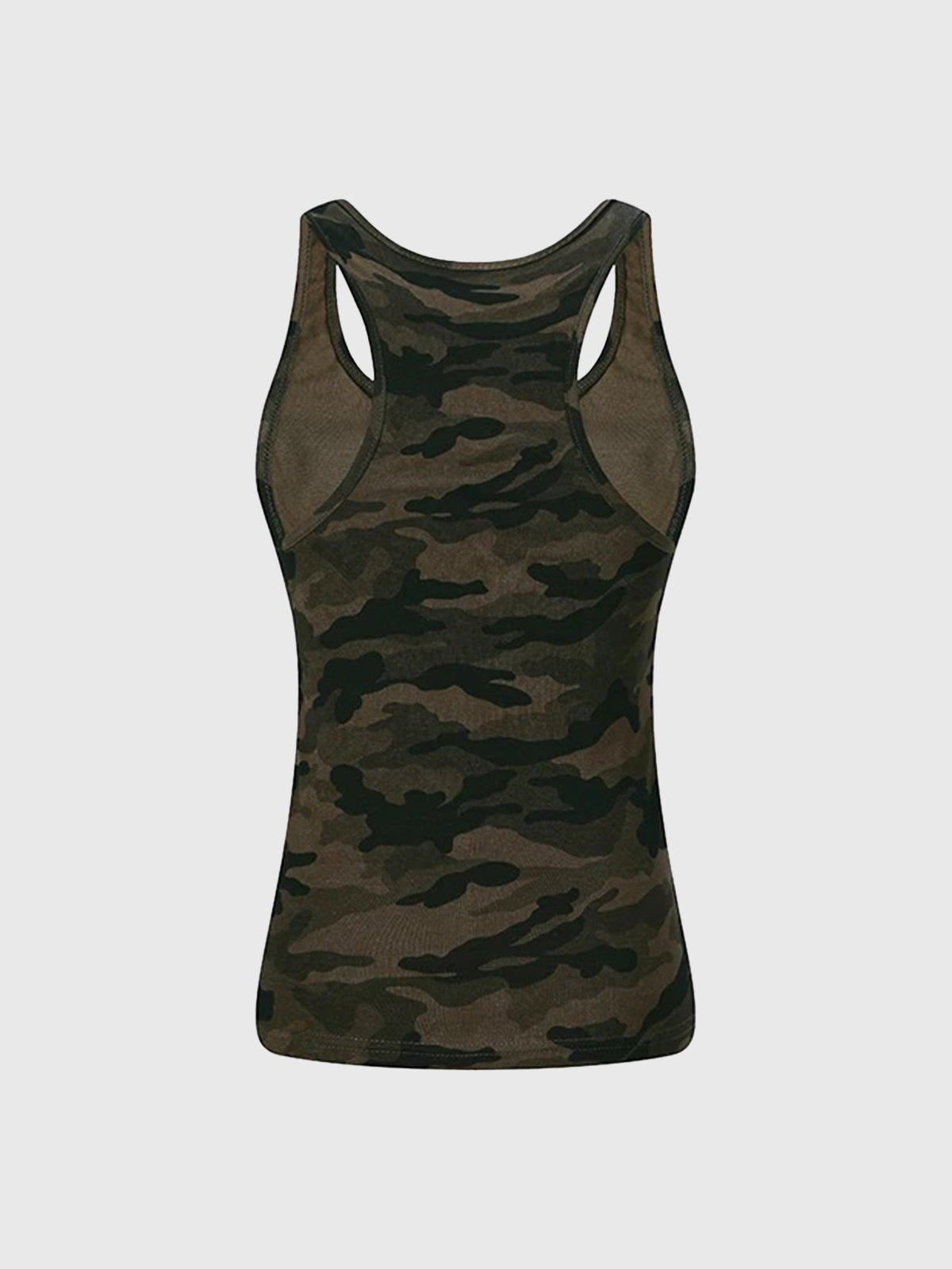 Brick Lane Studded Camo Print Racerback Tank - Moss