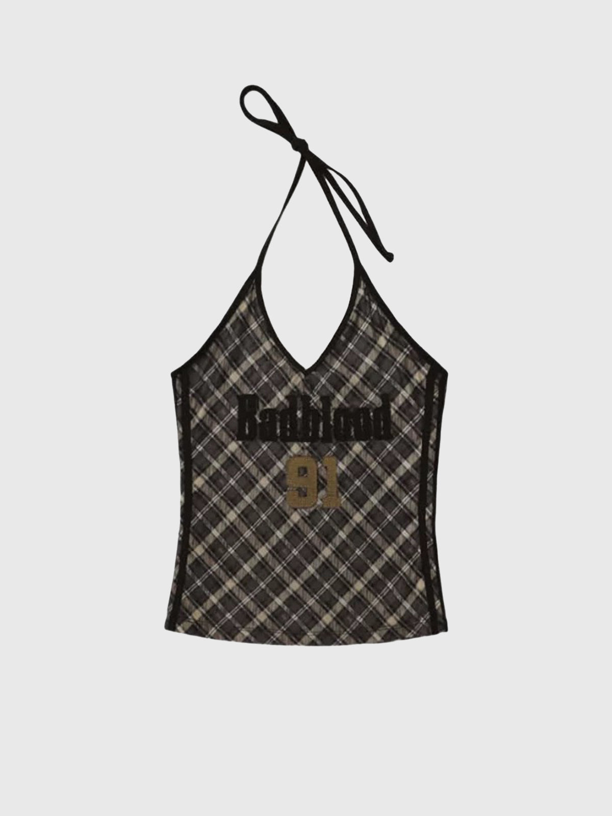 Brick Lane Monogram Halter Backless Top - Brown