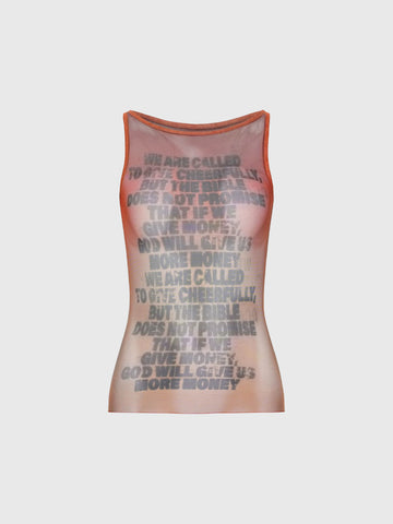 Brick Lane Vintage Newspaper Graphic Tank Top - Pink