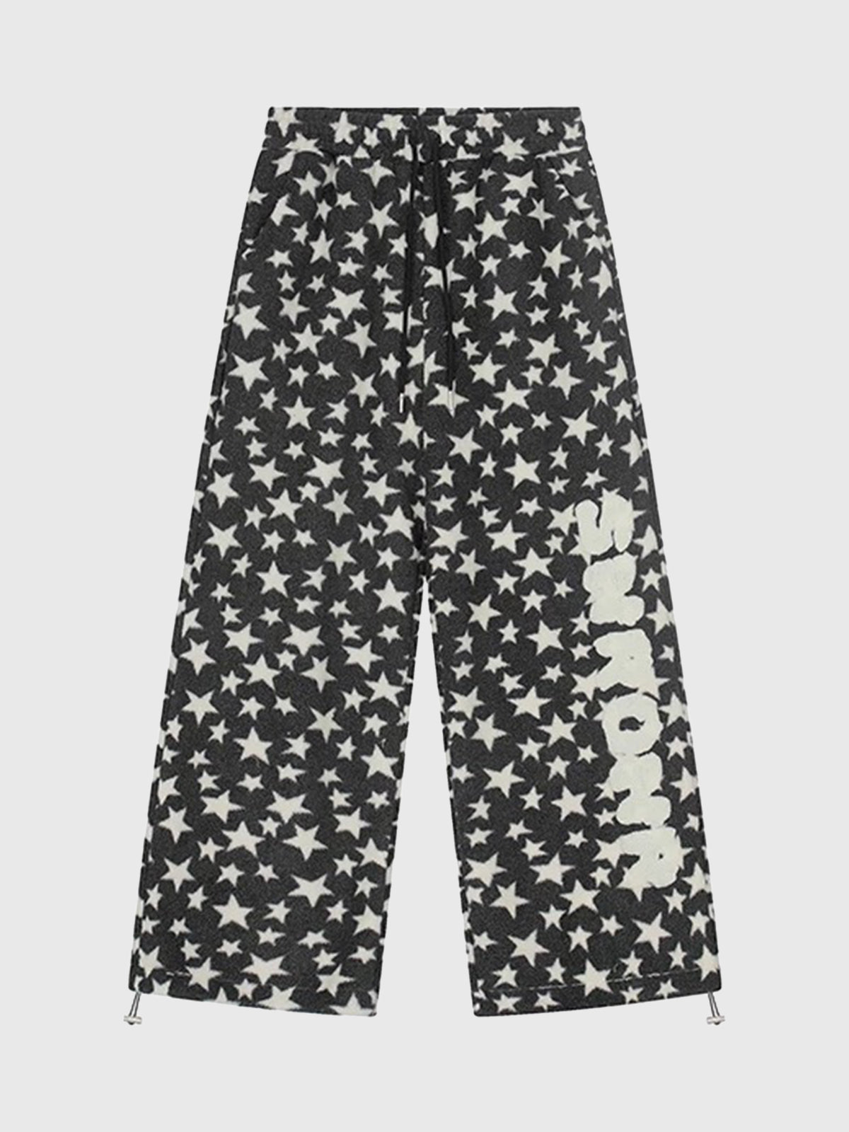 Brick Lane Star Print Drawstring Lounge Pants - Black