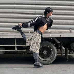 Open-front cropped bomber jacket with drawstrings