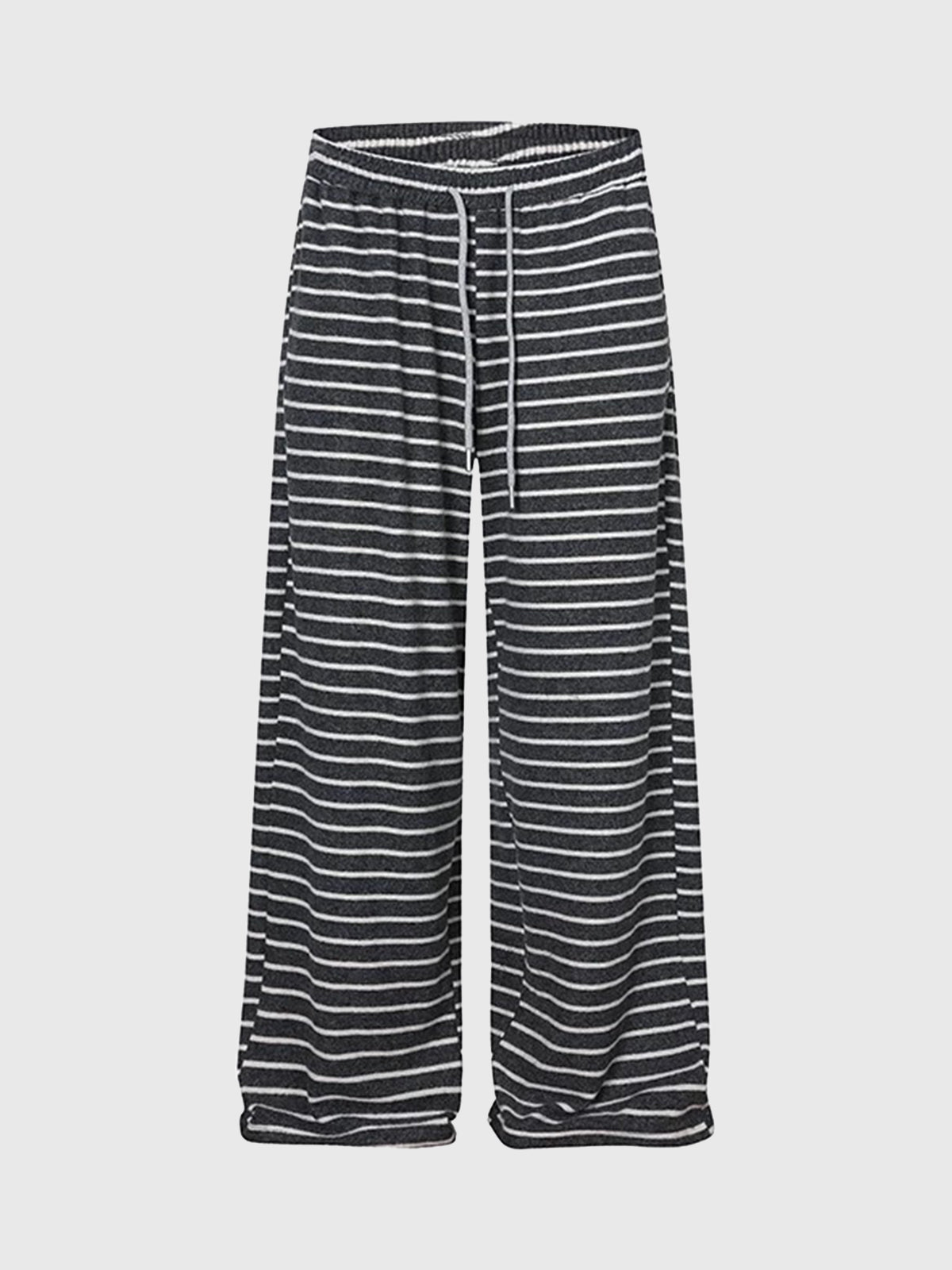 Brick Lane Fine Stripe Wide Leg Lounge Pants - Black