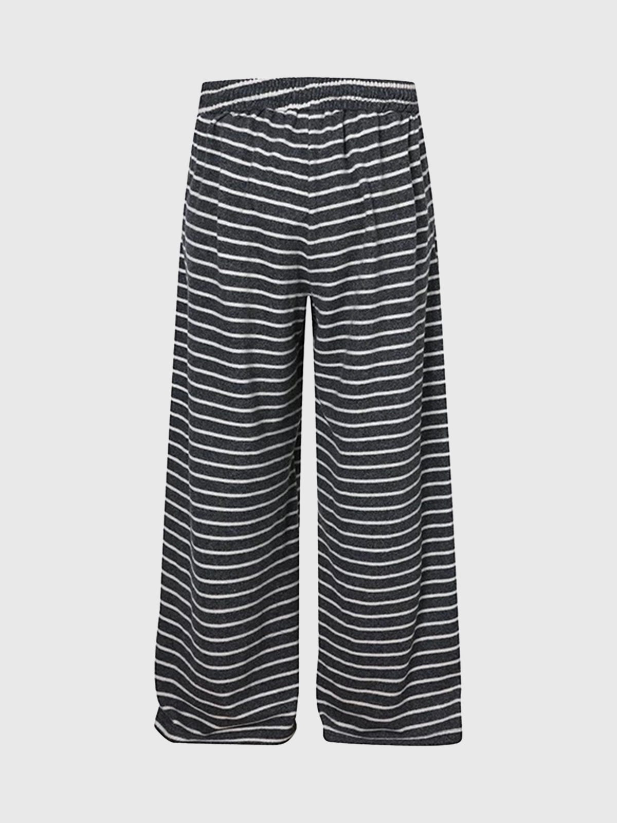 Brick Lane Fine Stripe Wide Leg Lounge Pants - Black