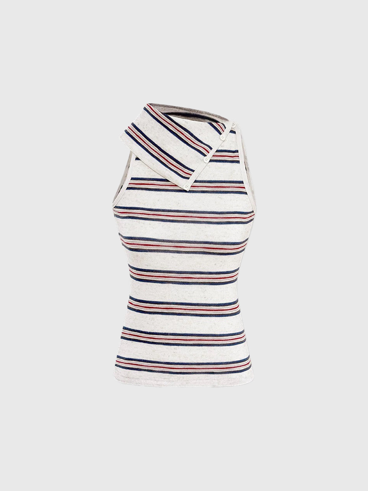 Dolled Office Stripe Halter Neck Drawstring Top - Black