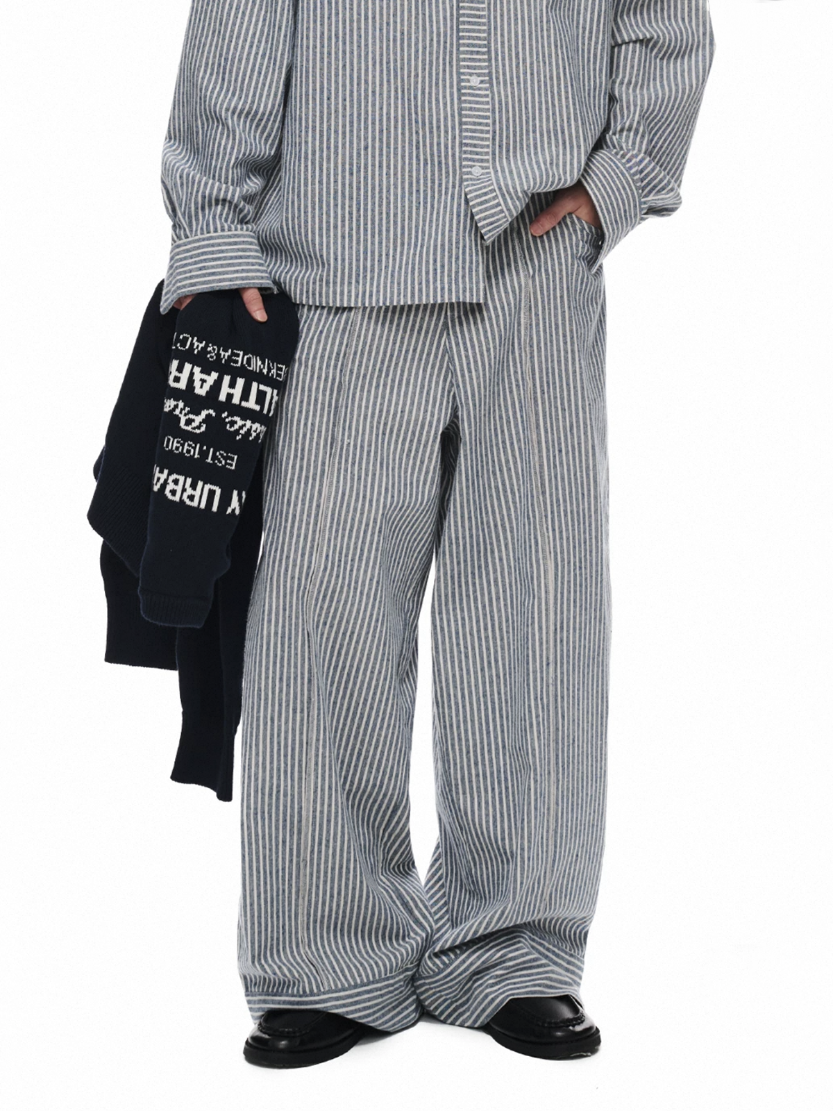 Brick Lane Psychedelic Wave Print Wide Leg Pants - Blue