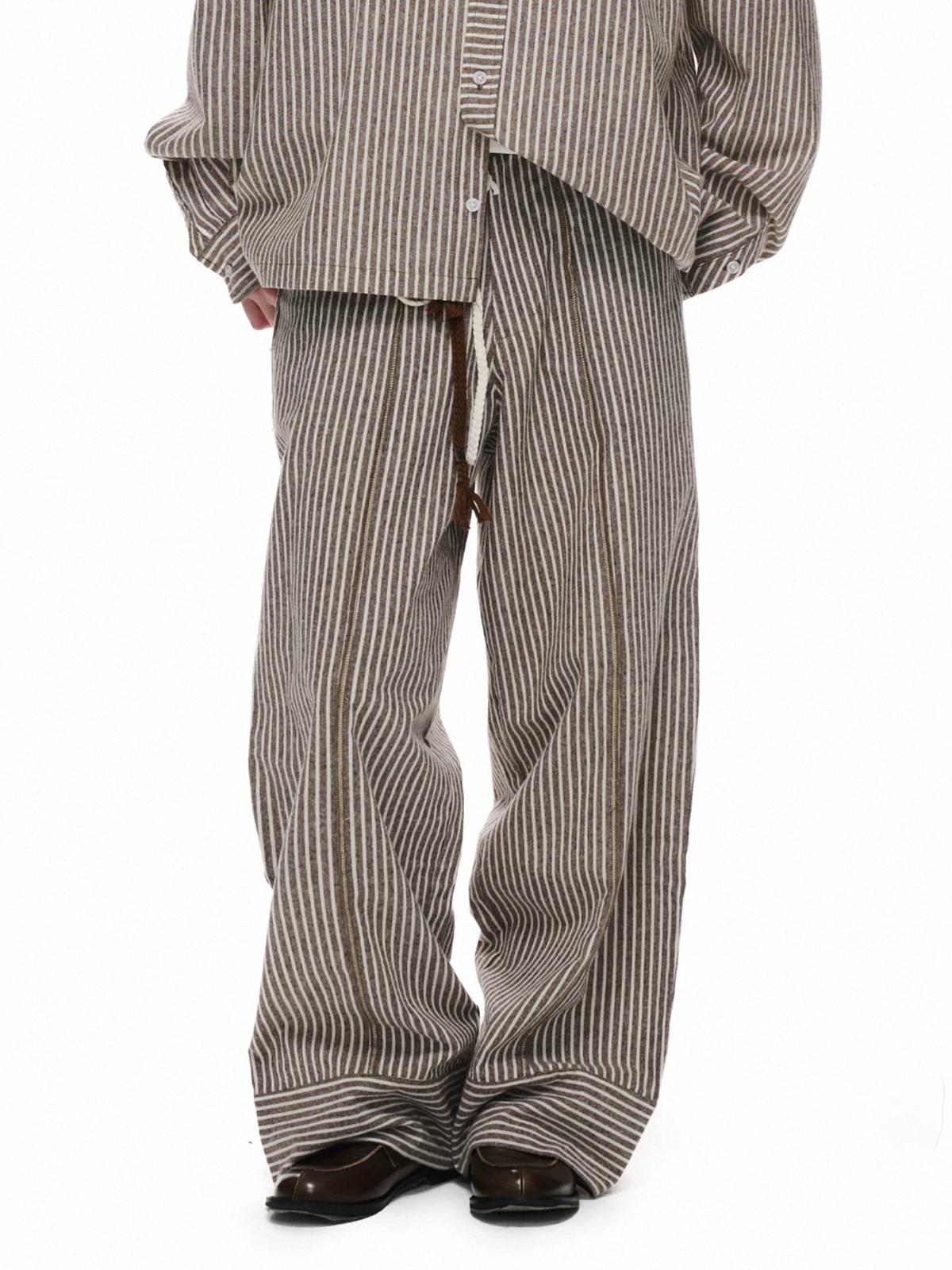 Brick Lane Psychedelic Wave Print Wide Leg Pants - Coffee