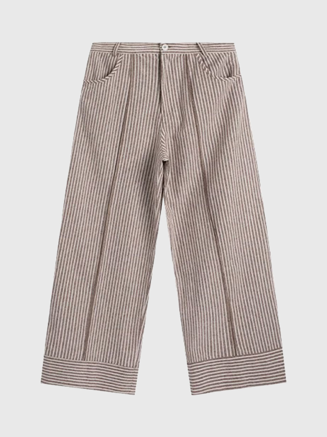 Brick Lane Psychedelic Wave Print Wide Leg Pants - Coffee