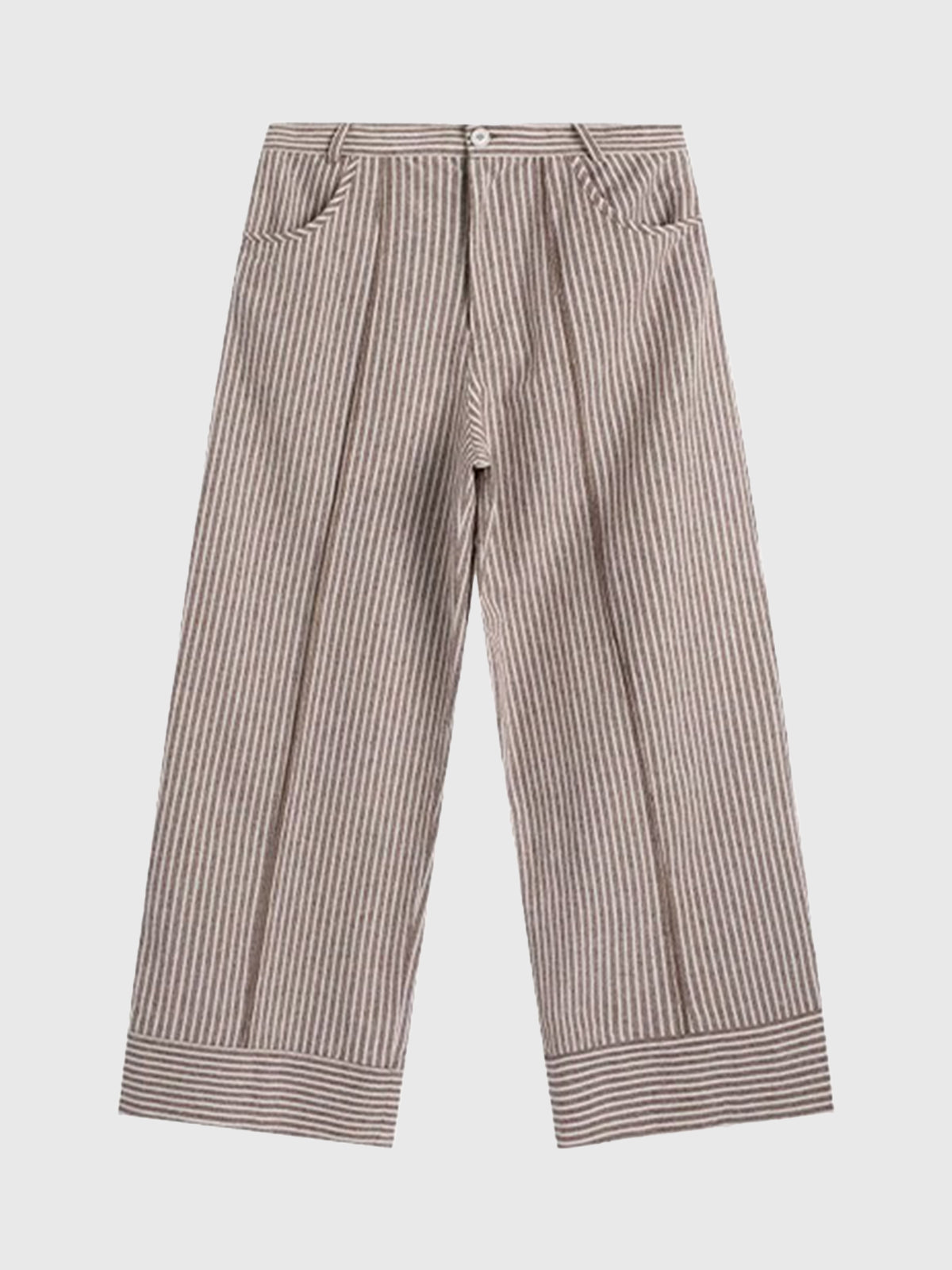 Brick Lane Psychedelic Wave Print Wide Leg Pants - Coffee