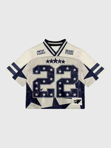 Brick Lane Vintage Graphic Number 22 Soccer Jersey - Cream