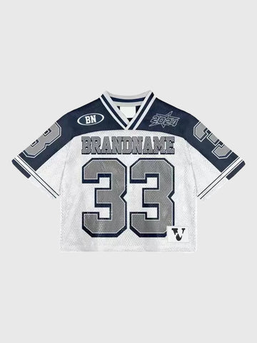 Brick Lane Vintage Graphic Number 33 Soccer Jersey - Navy