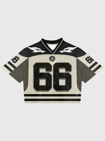 Brick Lane Vintage Graphic Number 66 Crop Top - Grey
