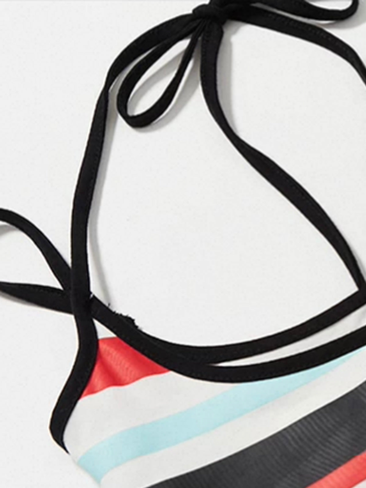 Brick Lane Stripe Halter Neck Sporty Top - White