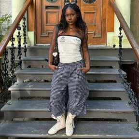 White ribbed cropped tube top