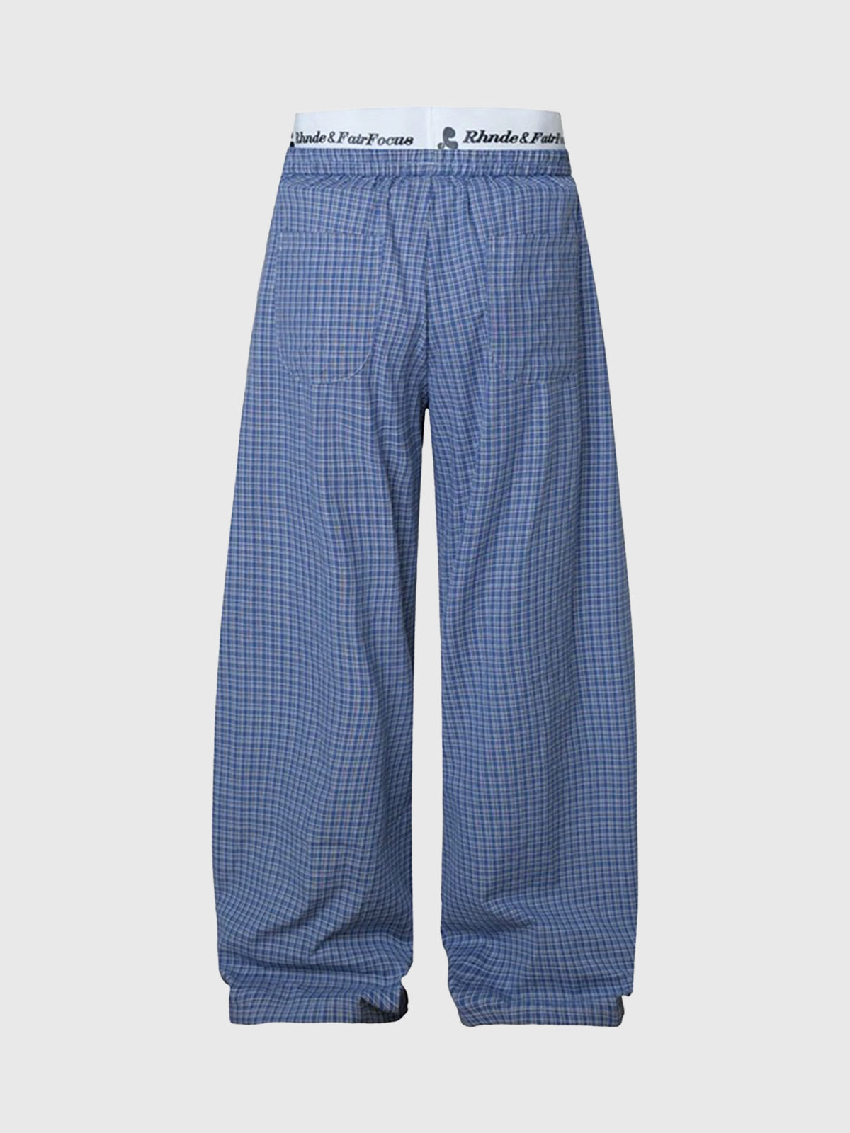 Brick Lane Fold-Over Waistband Pinstripe Pants - Blue