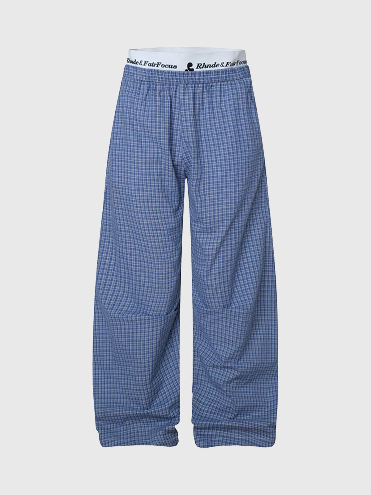 Brick Lane Fold-Over Waistband Pinstripe Pants - Blue