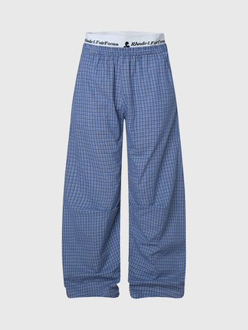 Brick Lane Fold-Over Waistband Pinstripe Pants - Blue