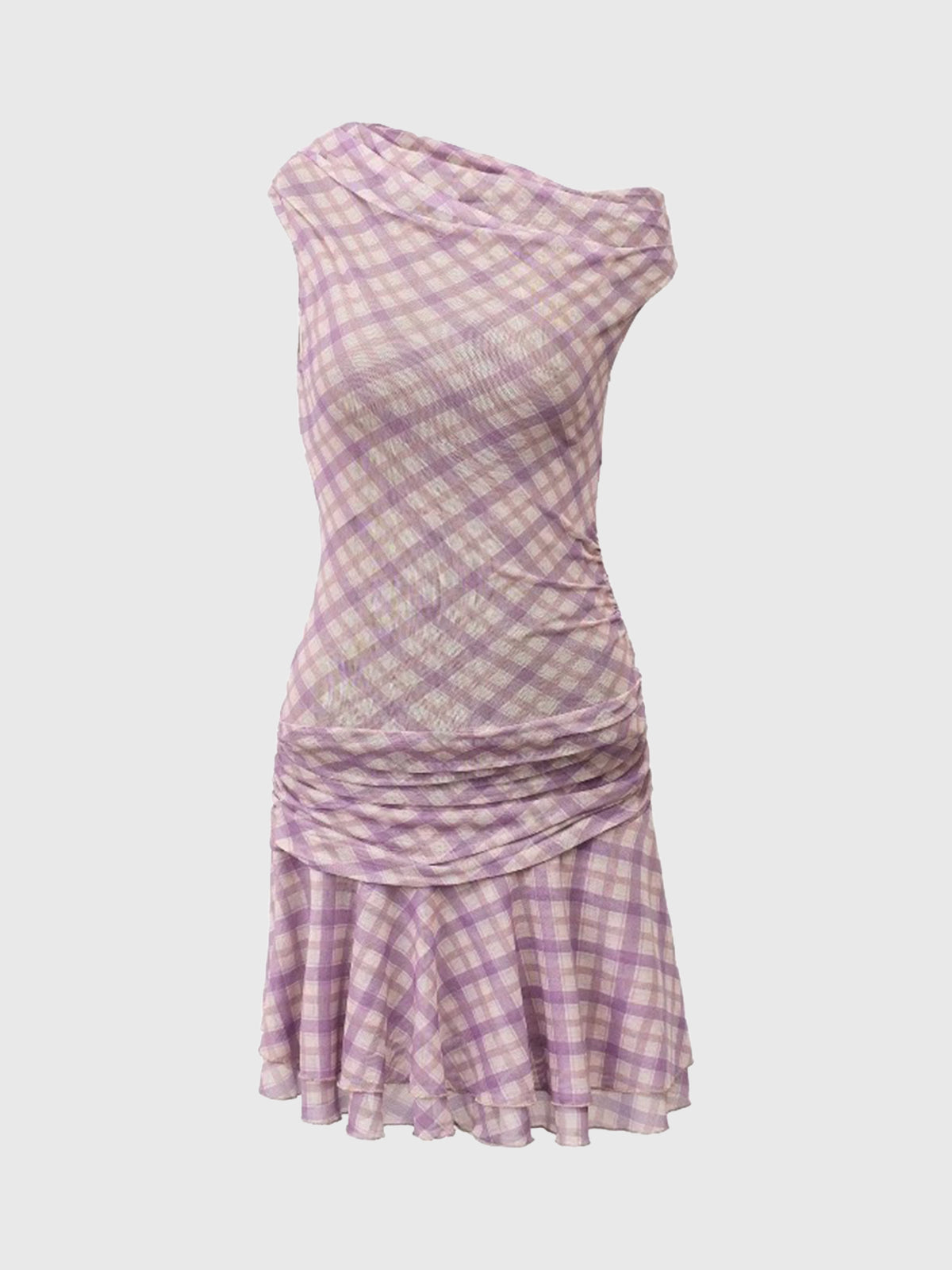 Dolled Office Floral Ruffle Hem Mini Dress - Purple