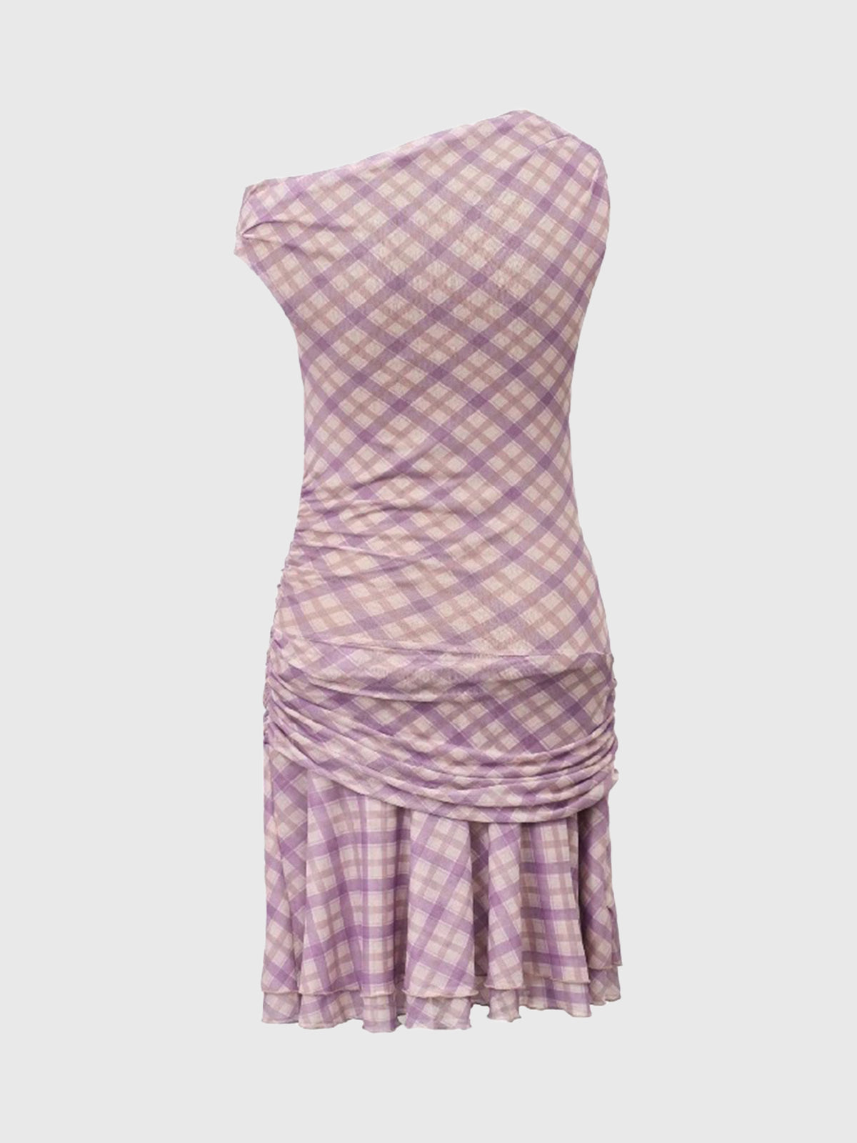 Dolled Office Floral Ruffle Hem Mini Dress - Purple