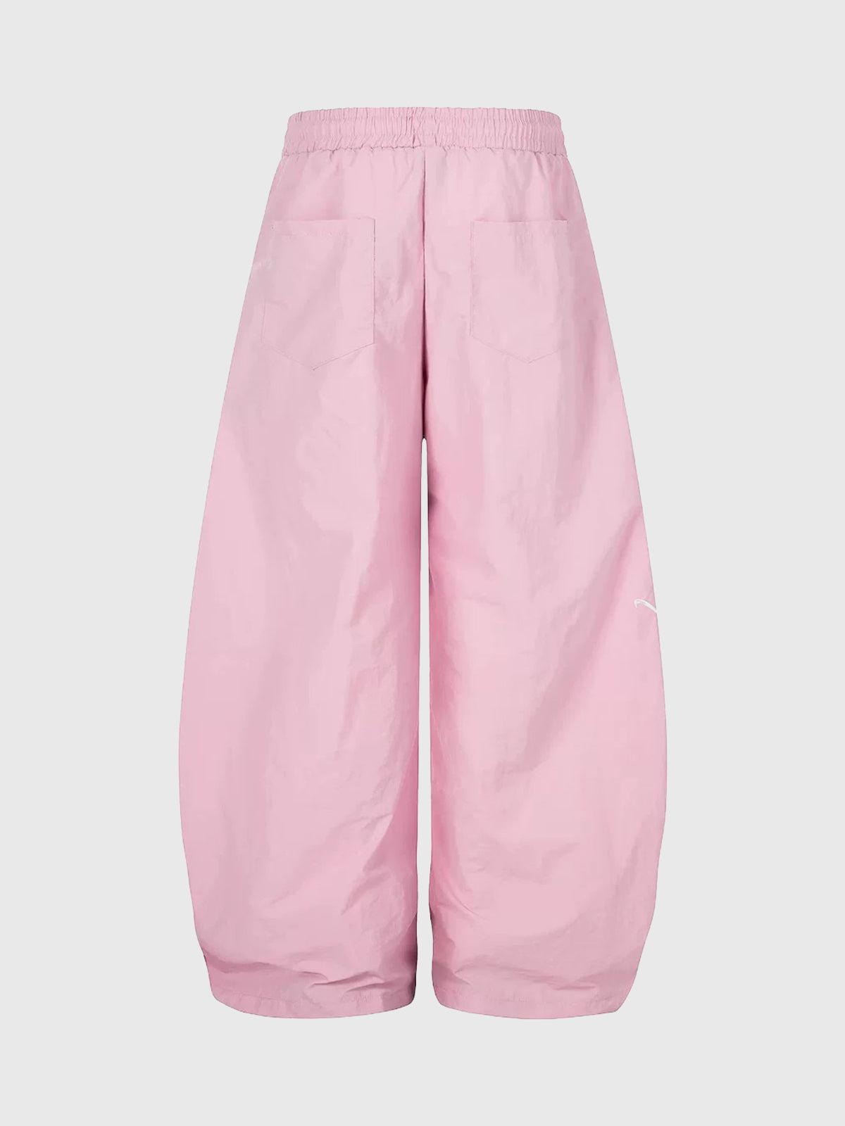 Brick Lane Curved Cut Lace Bow Wide Leg Pants - Pink