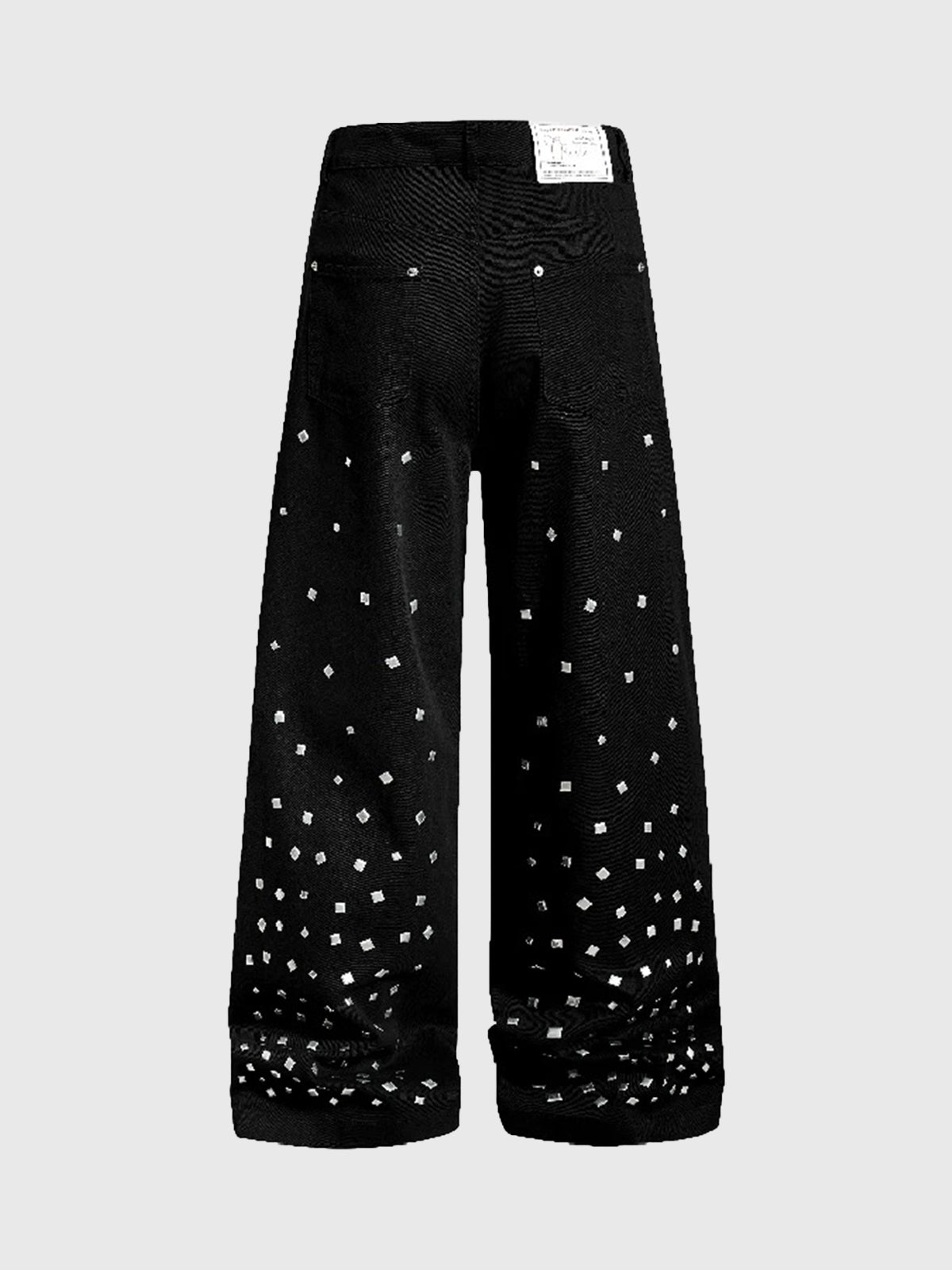 Brick Lane Straight Rhinestone Studded Casual Pants - Black
