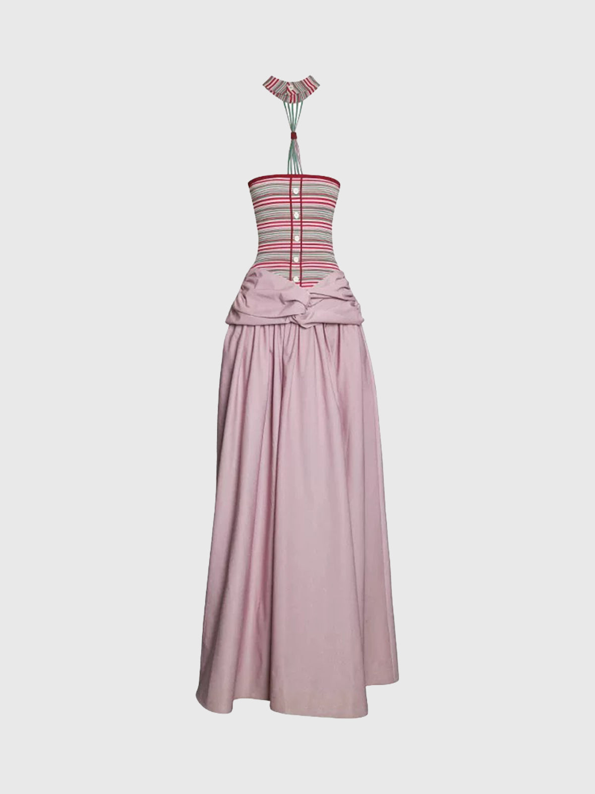 Brick Lane Skimming Stripe Patchwork Maxi Dress - Pink