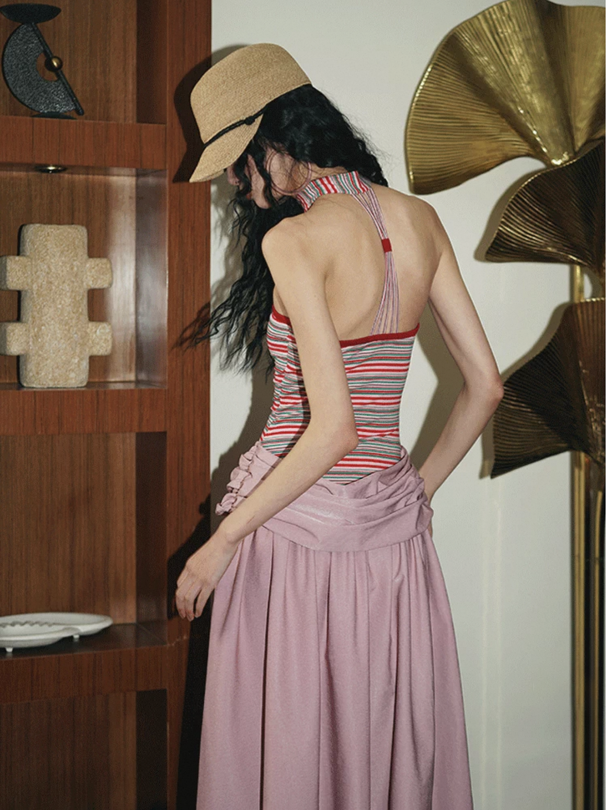 Brick Lane Skimming Stripe Patchwork Maxi Dress - Pink