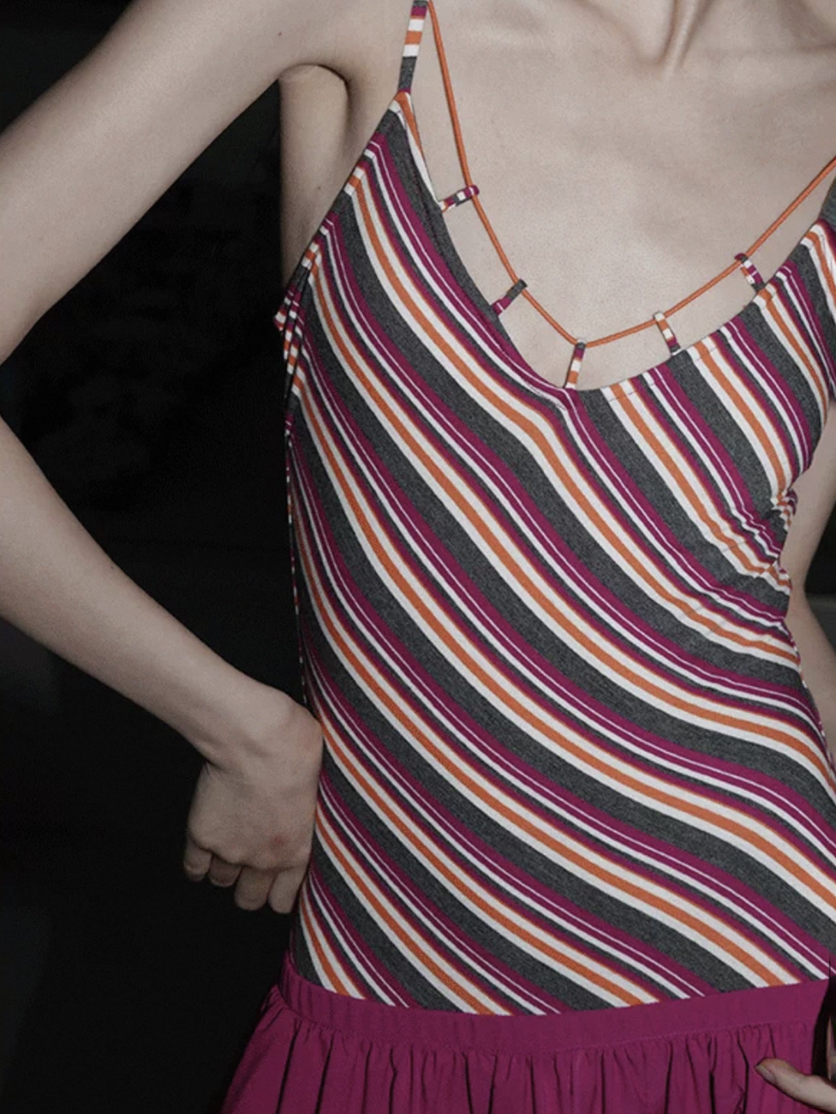 Brick Lane Skimming Stripe Patchwork Maxi Dress - Fuchsia