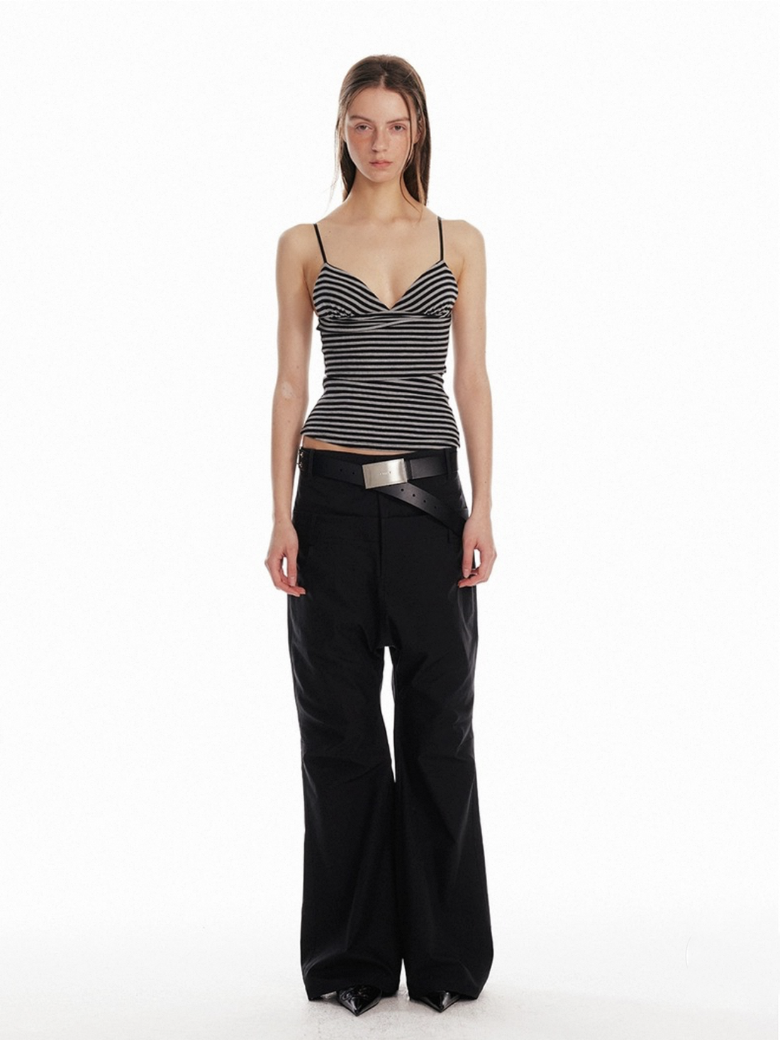 Brick Lane Skimming Zebra Stripe Cami Top - Black/White