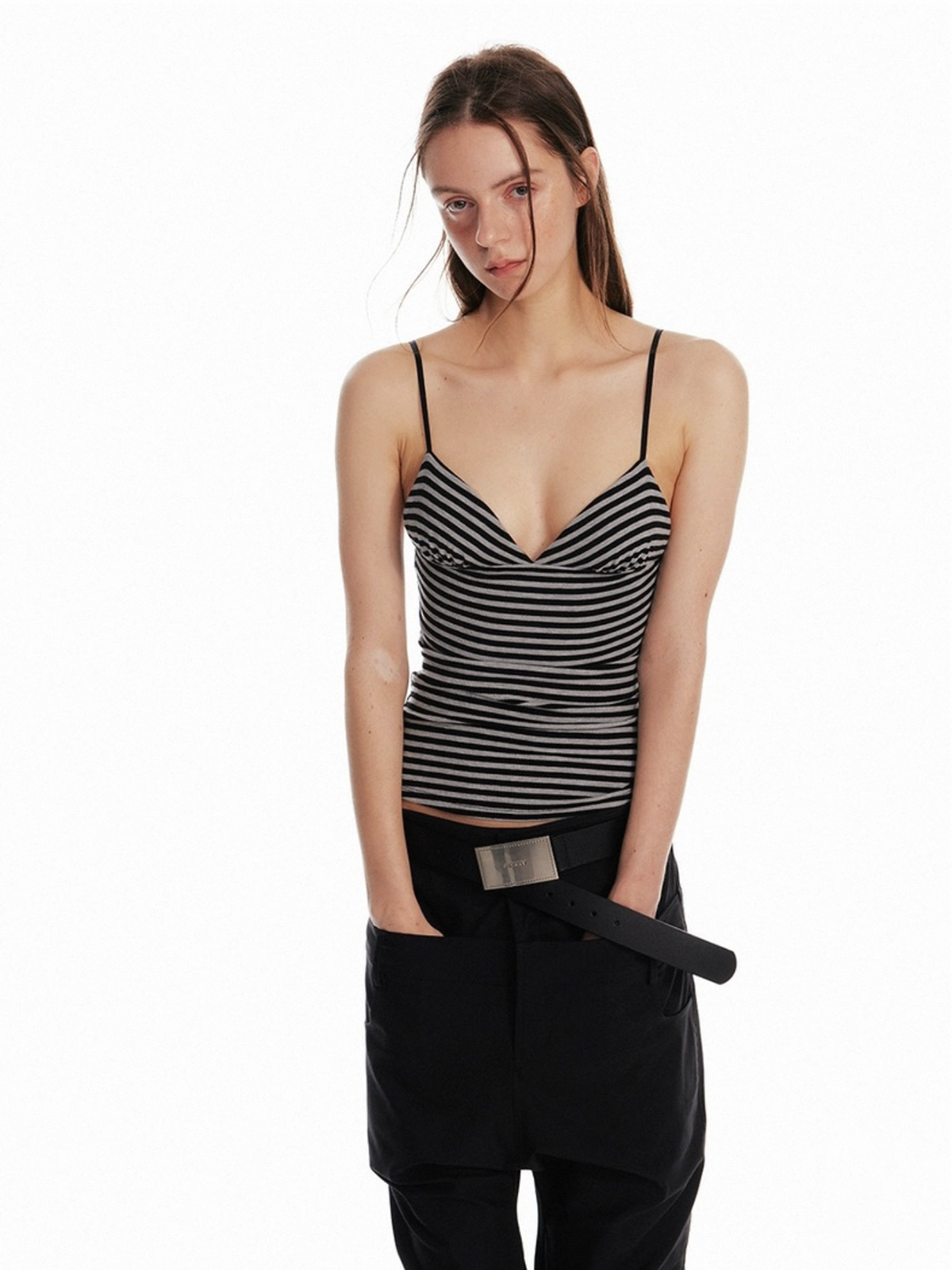 Brick Lane Skimming Zebra Stripe Cami Top - Black/White