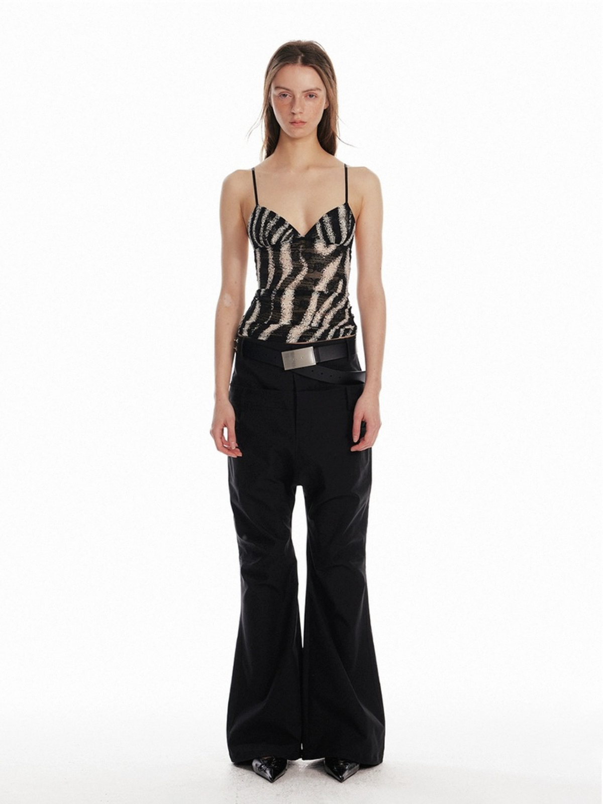 Brick Lane Skimming Contrast Cut Out Cami - Black