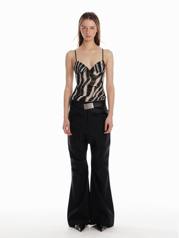 Brick Lane Skimming Contrast Cut Out Cami - Black