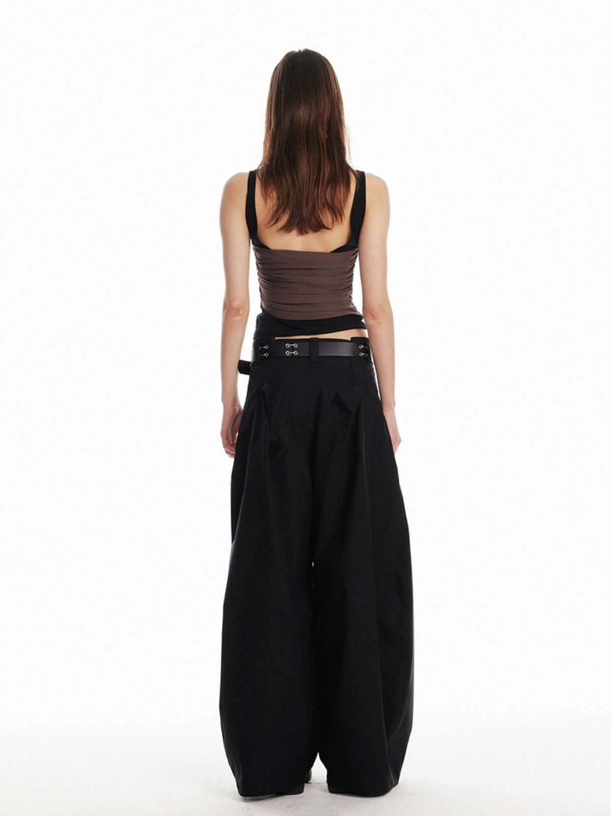 Dolled Office Layered-look Contrast Color Tank - Brown/Black