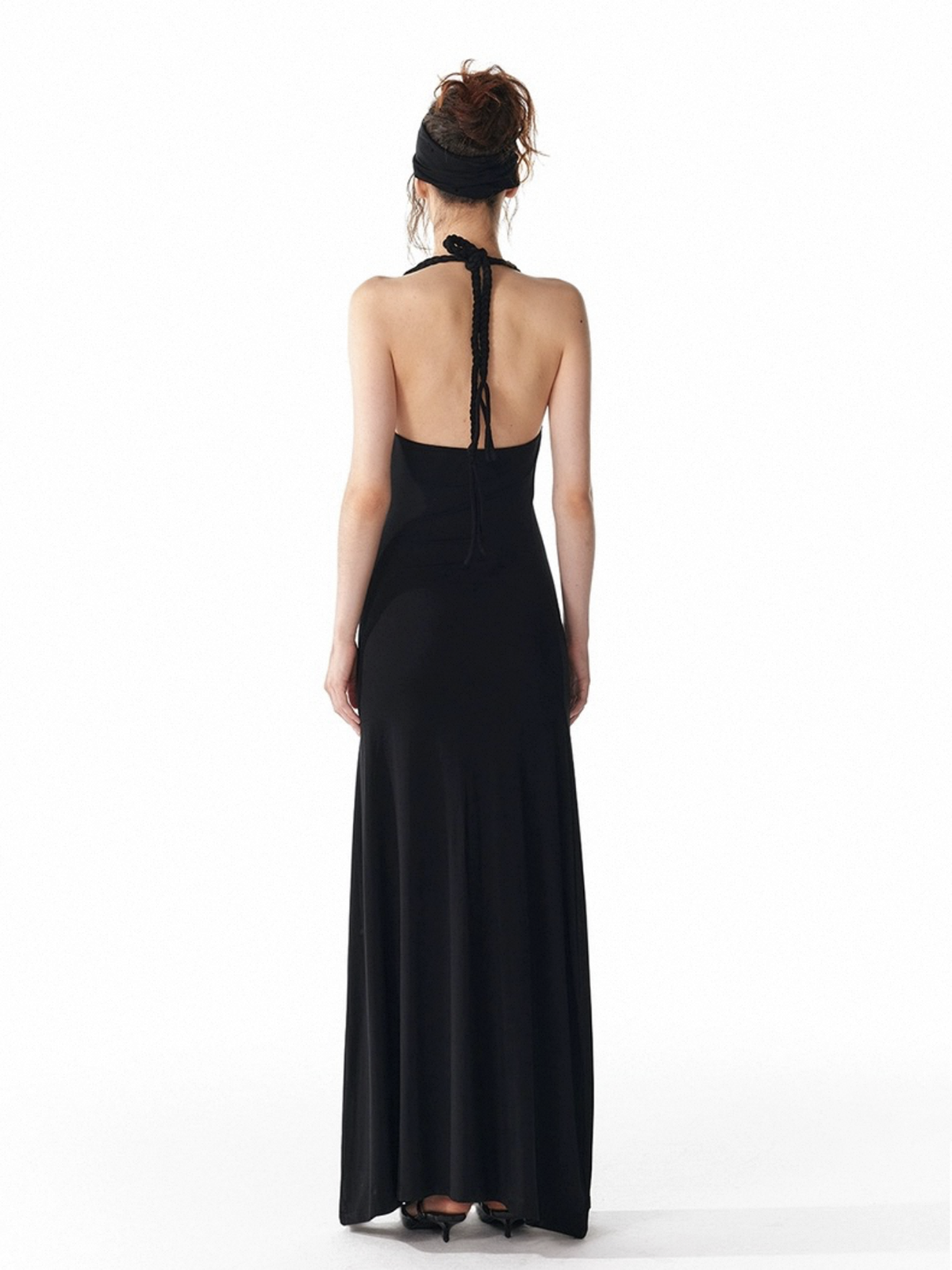 Dolled Office Draped Halter Neck Maxi Dress - Black