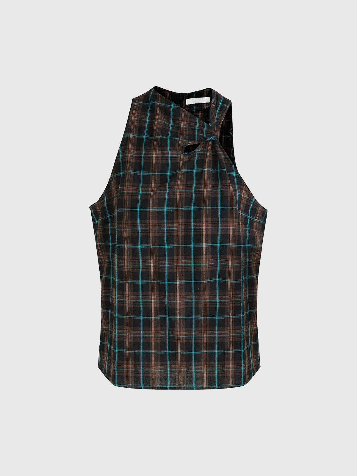 Dolled Office Cut-out Check Sleeveless Vest - Plaid