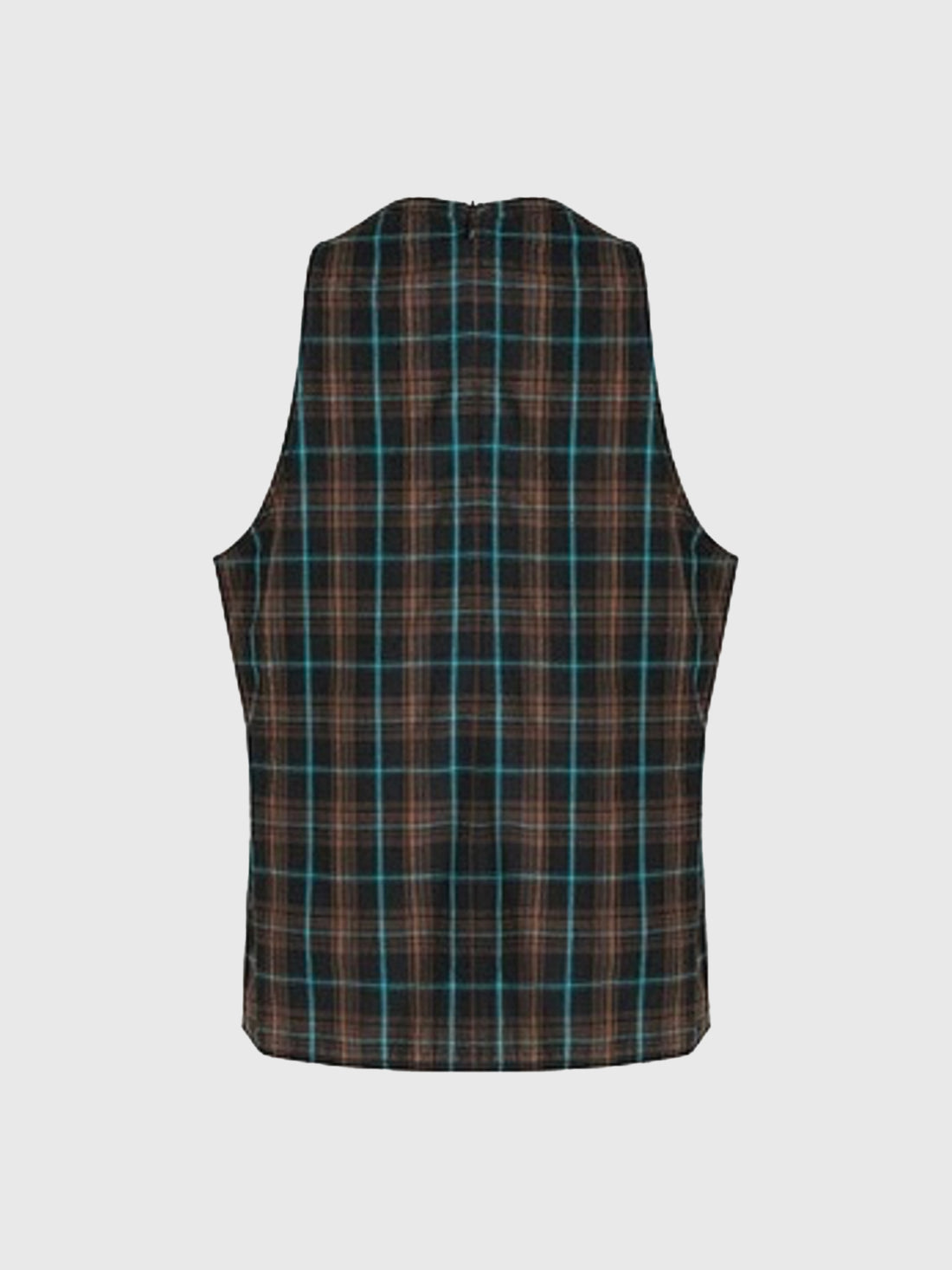 Dolled Office Cut-out Check Sleeveless Vest - Plaid