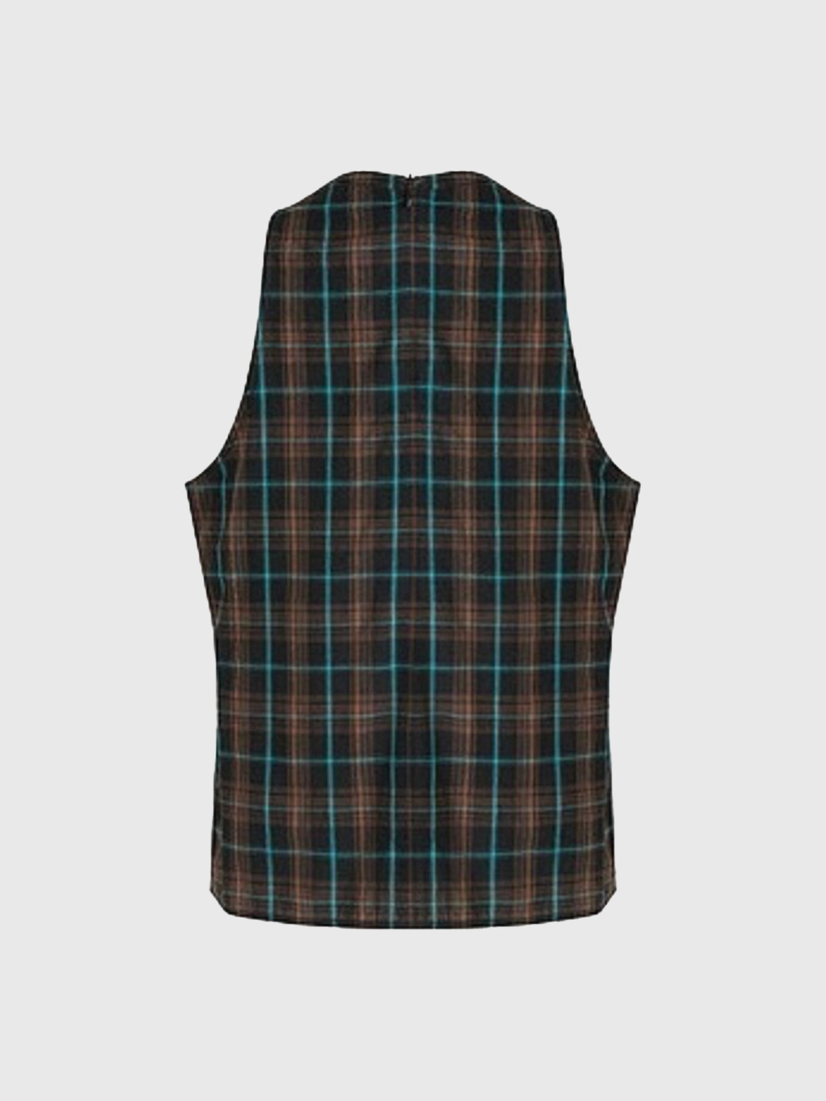 Dolled Office Cut-out Check Sleeveless Vest - Plaid